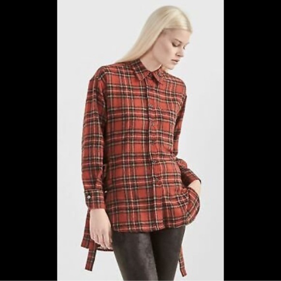 R13 D Ring Wool Plaid Shirt - Picture 1 of 13
